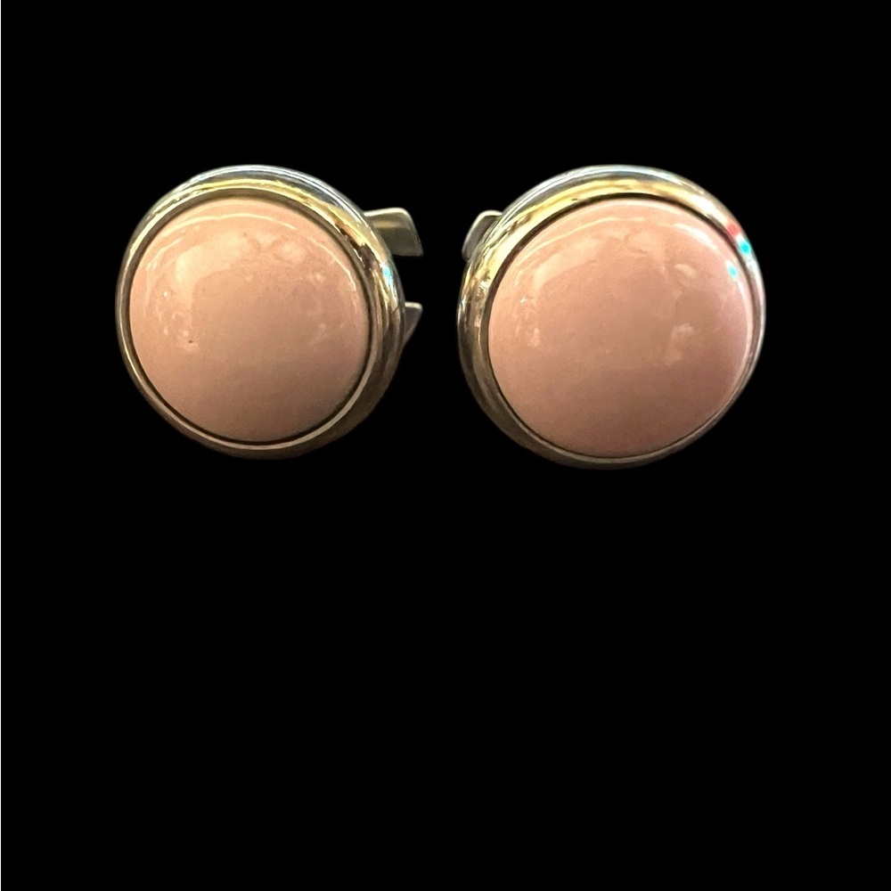 Pink and Silver Hermes Eclipse Round Earrings - Picture 2 of 4